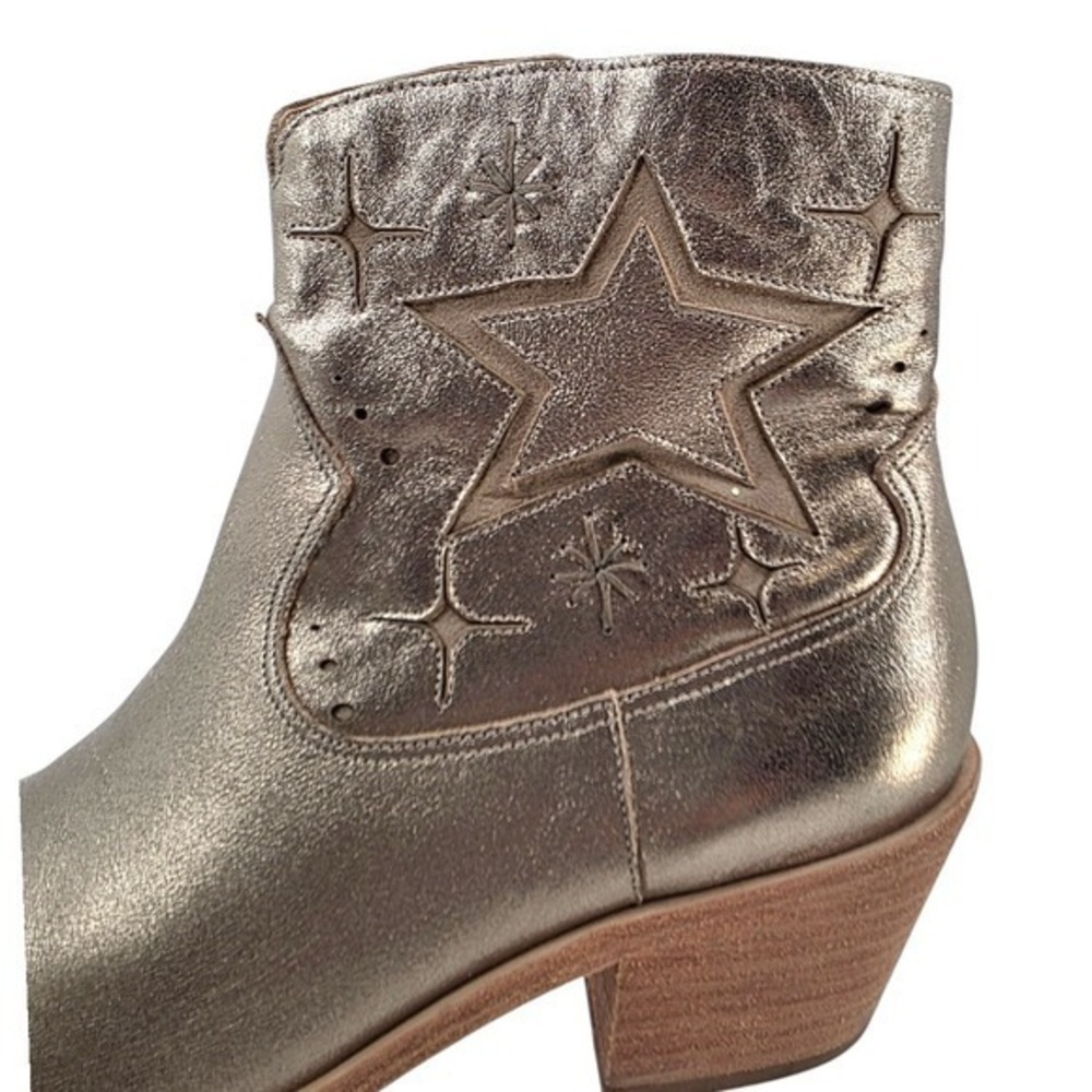 Johnny Was Womens 9.5 Stargazer Leather Gold Metallic Ankle Western Boots - Picture 8 of 16